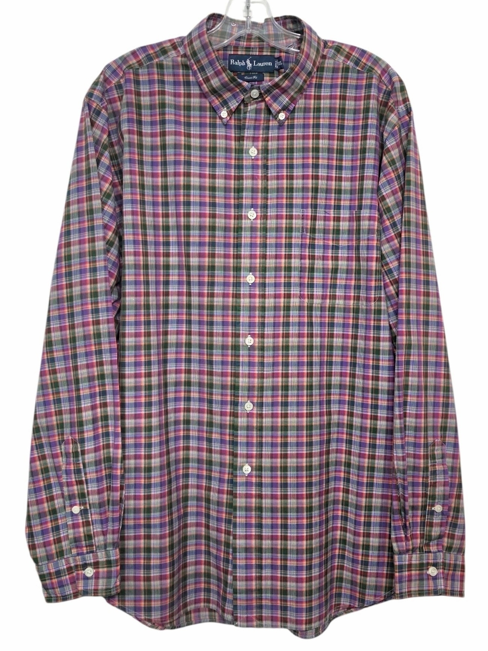 Ralph Lauren Classic Fit Plaid Button Down Shirt XXL 100% Cotton Preppy